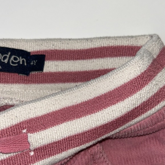 Mini Boden Corduroy Pants Girls 7Y Pink Heart Knees Adjustable Drawstring - Picture 7 of 7